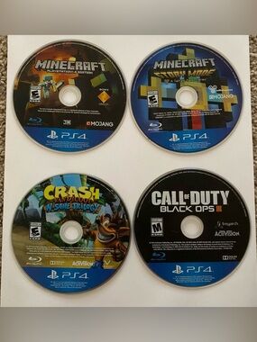 PS4 Loose Game Lot Minecraft Crash Bandicoot COD III read description